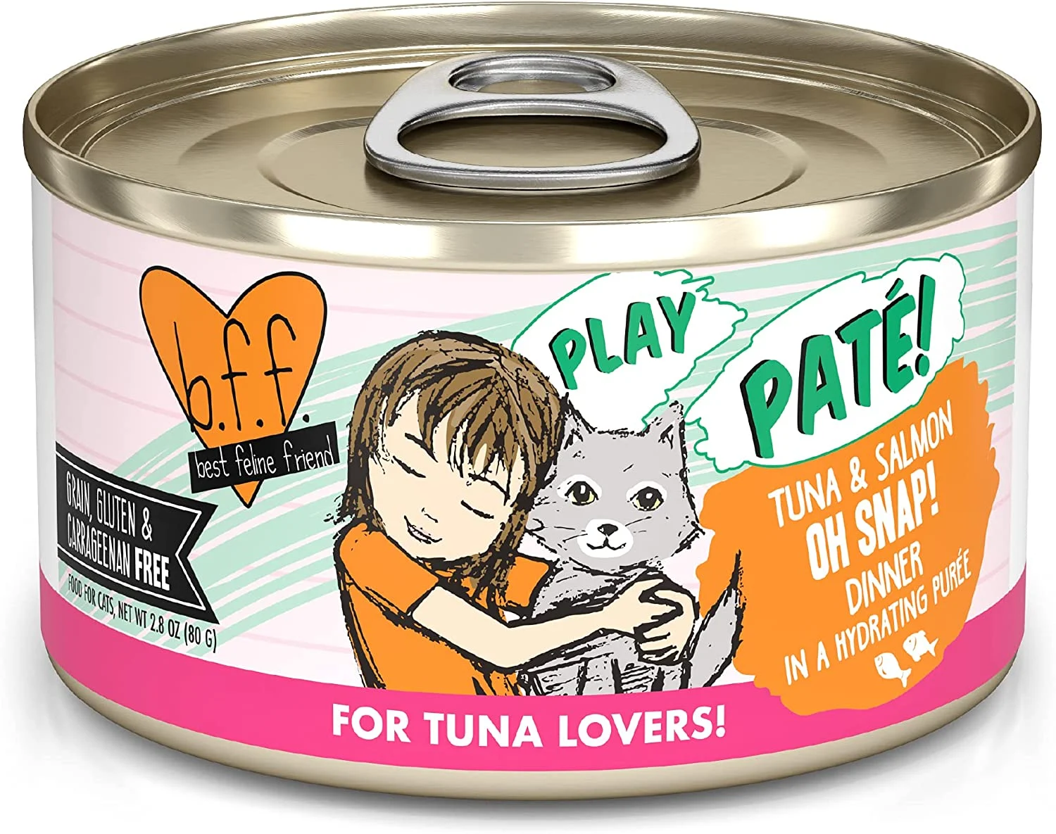 Weruva Wet Cat Food B.F.F. Play – Best Feline Friend Paté Lovers, Aw Yeah!, Tuna & Salmon Oh Snap! with Tuna & Salmon, 2.8oz Can (Pack of 12)