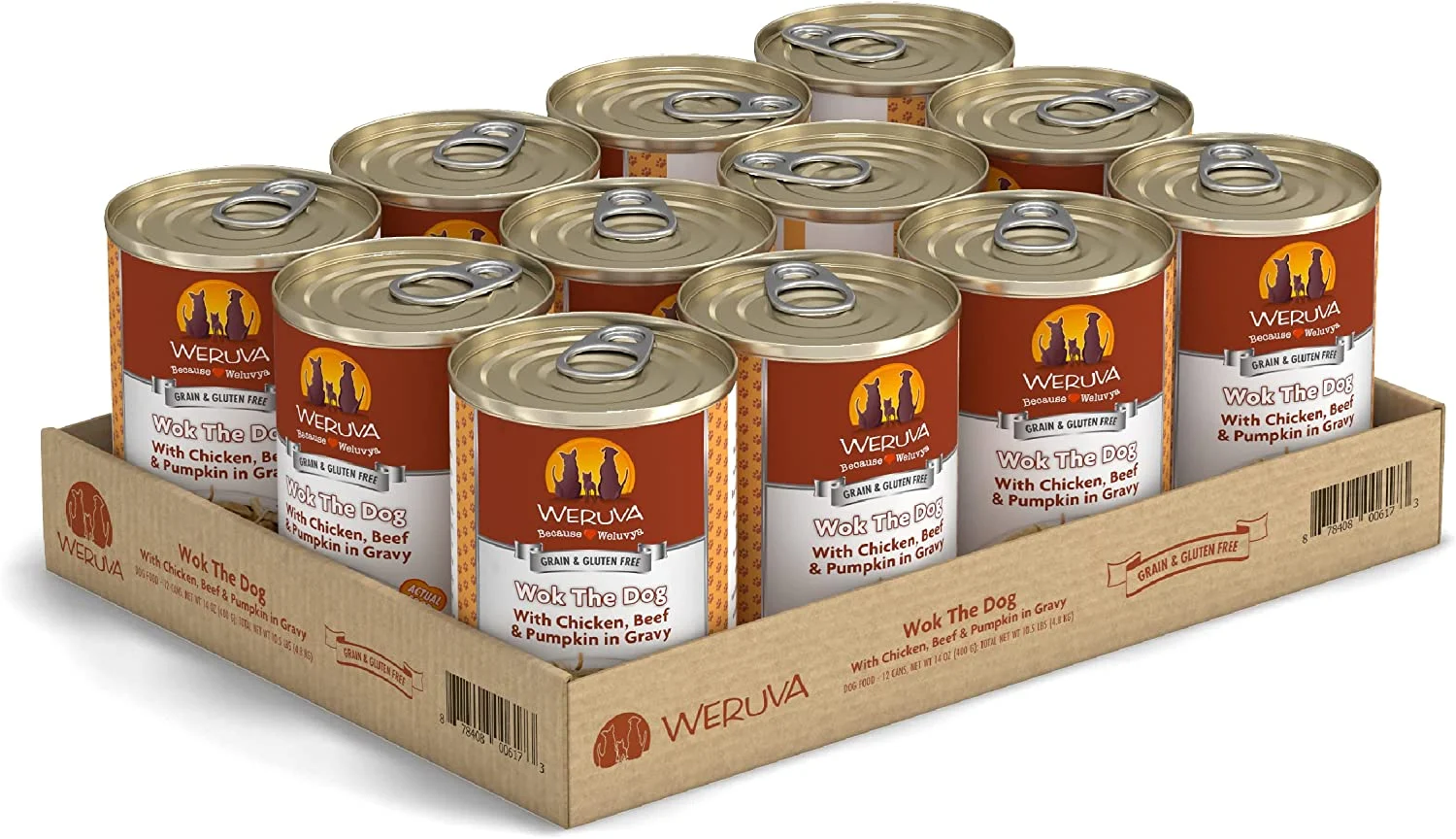 Weruva Wok the Dog with Chicken Beef & Pumpkin in Gravy Grain-Free Canned Dog Food 14 Ounce (Pack of 12)
