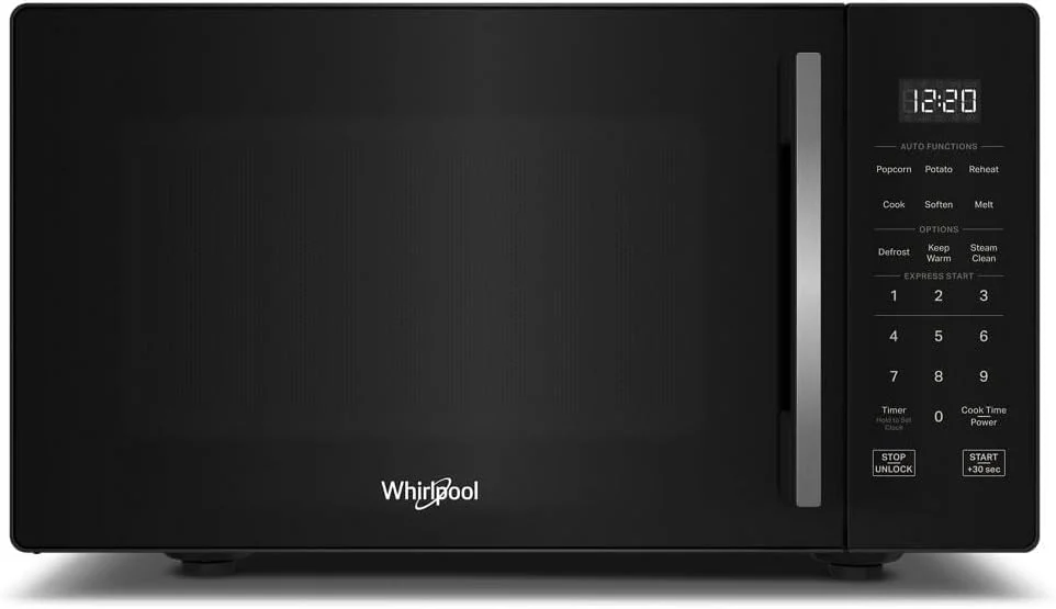 Whirlpool WMCS3019RB Countertop Microwave with Turntable 0.9 Cu. Ft, Steam Clean, 900 Watt Microwave, Black