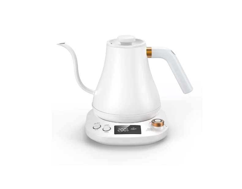 Willsence Gooseneck Kettle Temperature Control, Pour over Electric Kettle for Coffee and Tea, Stainless Steel Inner, 1200W Rapid Heating, 0.8L, Built-in Stopwatch, White