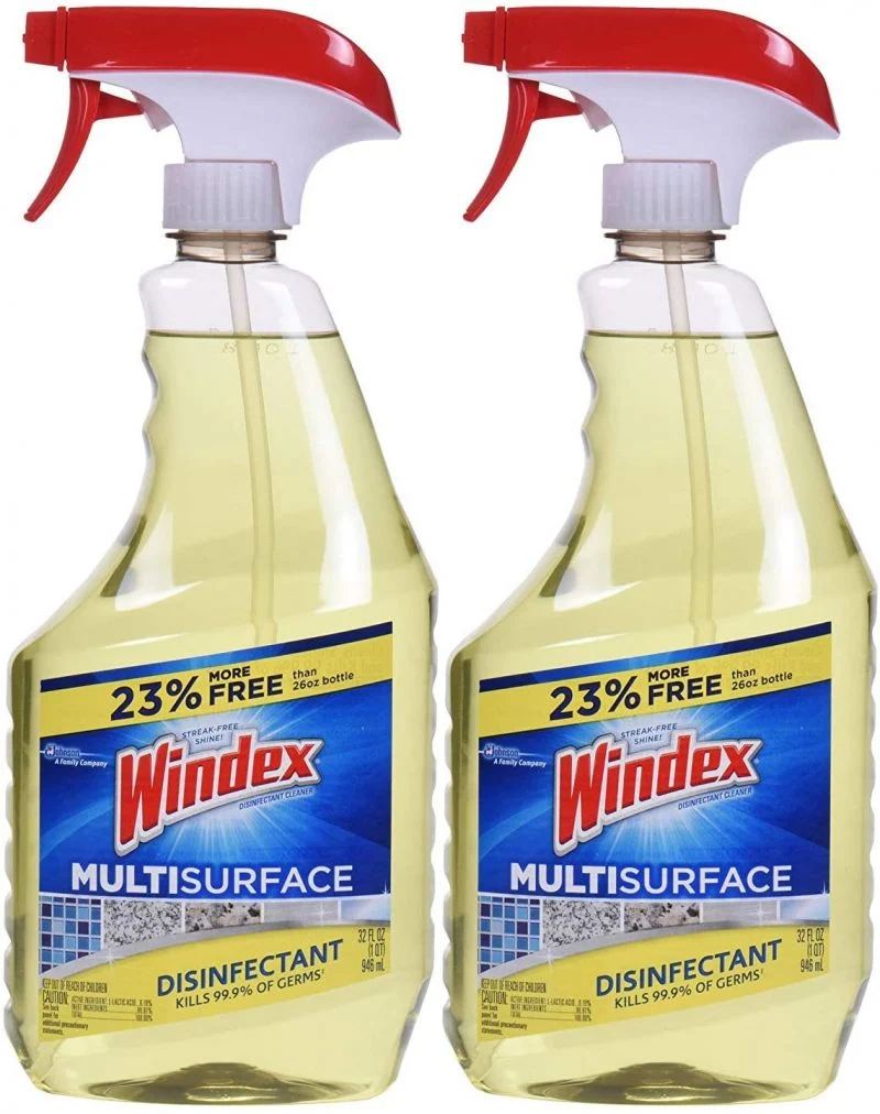 Windex Antibacterial Multi-Surface Cleaner, 32 Fl Oz Spray Bottle, Pack of 2