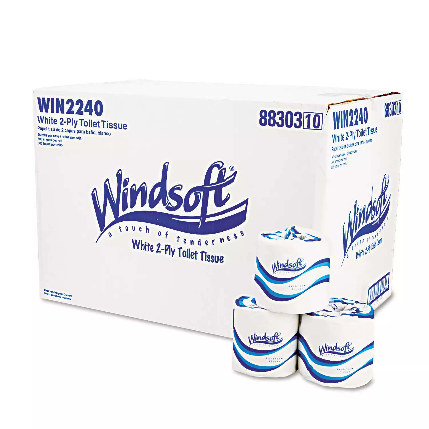 Windsoft Bath Tissue, Septic Safe, 2-Ply, White, 4″ x 3.75″ (500 sheets/roll, 96 rolls)