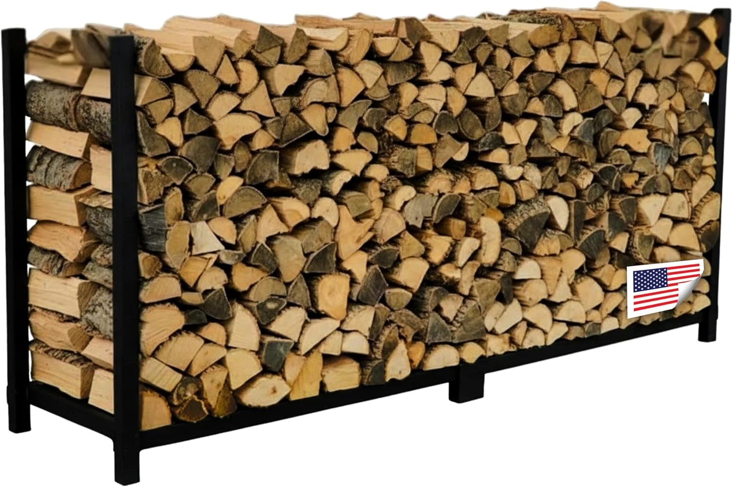 Woodhaven 8-Foot Firewood Rack – Made in USA – 1/2 Cord Raised Lumber Storage Rack – Keeps Wood Dry & Ready – Heavy-Duty Steel, Lifetime Structural Warranty (Without Cover)