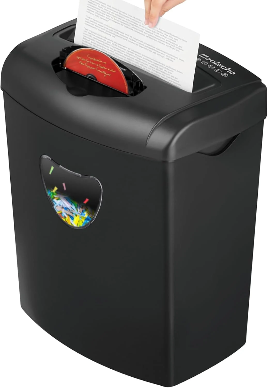 Woolsche 12-Sheet Cross Cut Paper Shredder with Large 5.55-Gallon Basket – P-4 Security, 3-Mode Shred for Cards/CDs/Staples/Clips – Jam Proof System for Office (ETL Certified)