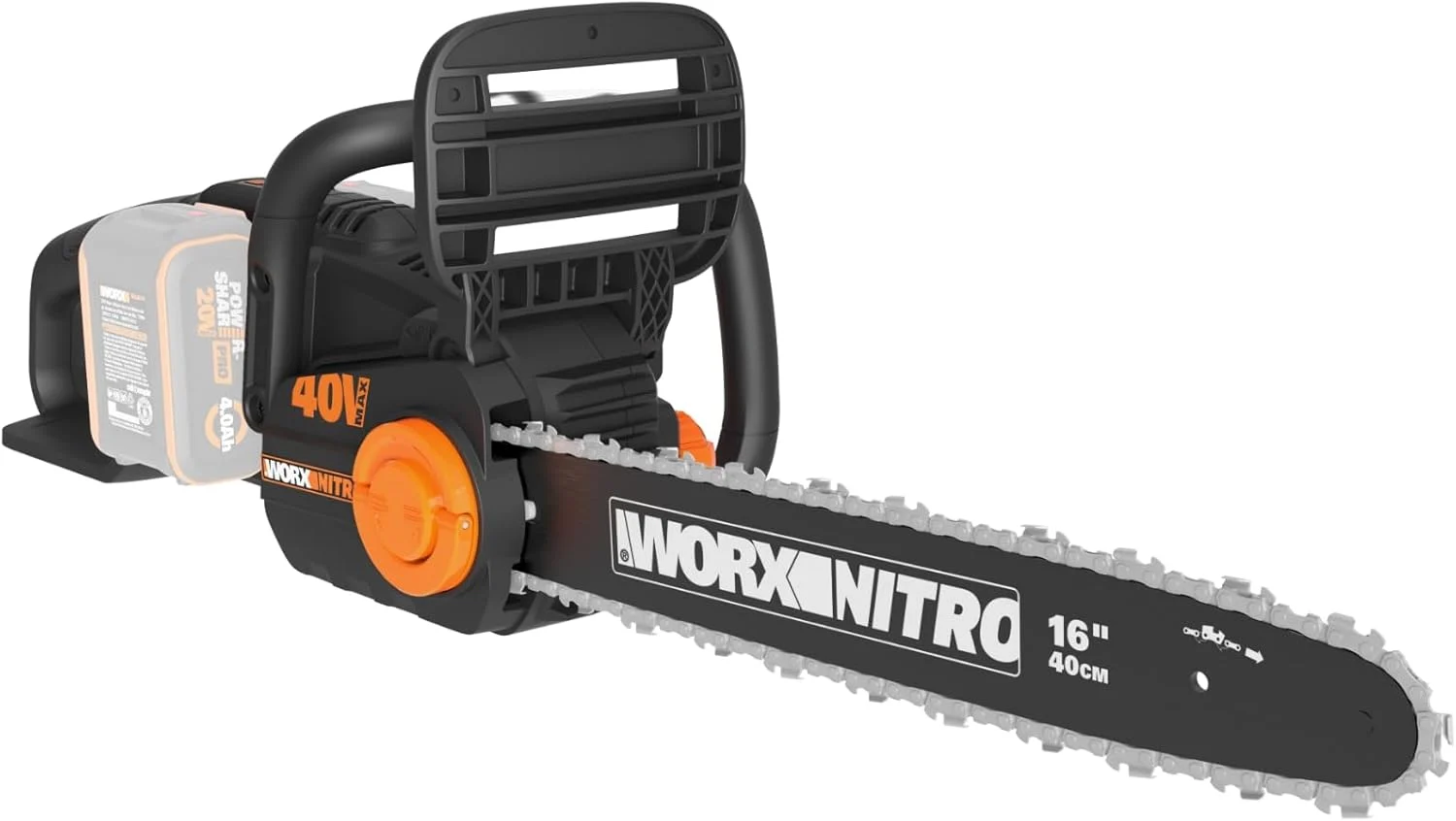 Worx Nitro 40V 16″ Cordless Brushless Chainsaw 4.0 Ah Tool Only WG385.9