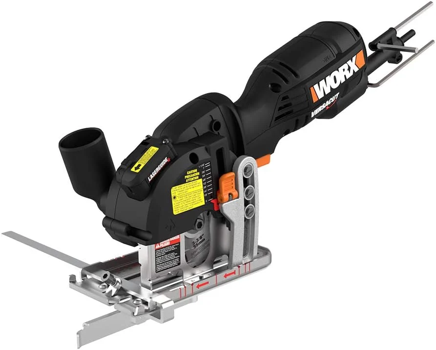 Worx WX420L 3 Amp Versacut 3-3/8″ Electric Compact Circular Saw with Laser Guide Technology