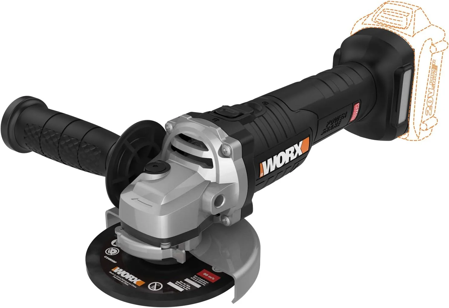 Worx WX812L.9 20V Power Share 4.5″ Cordless Angle Grinder with Brushless Motor (Tool Only)