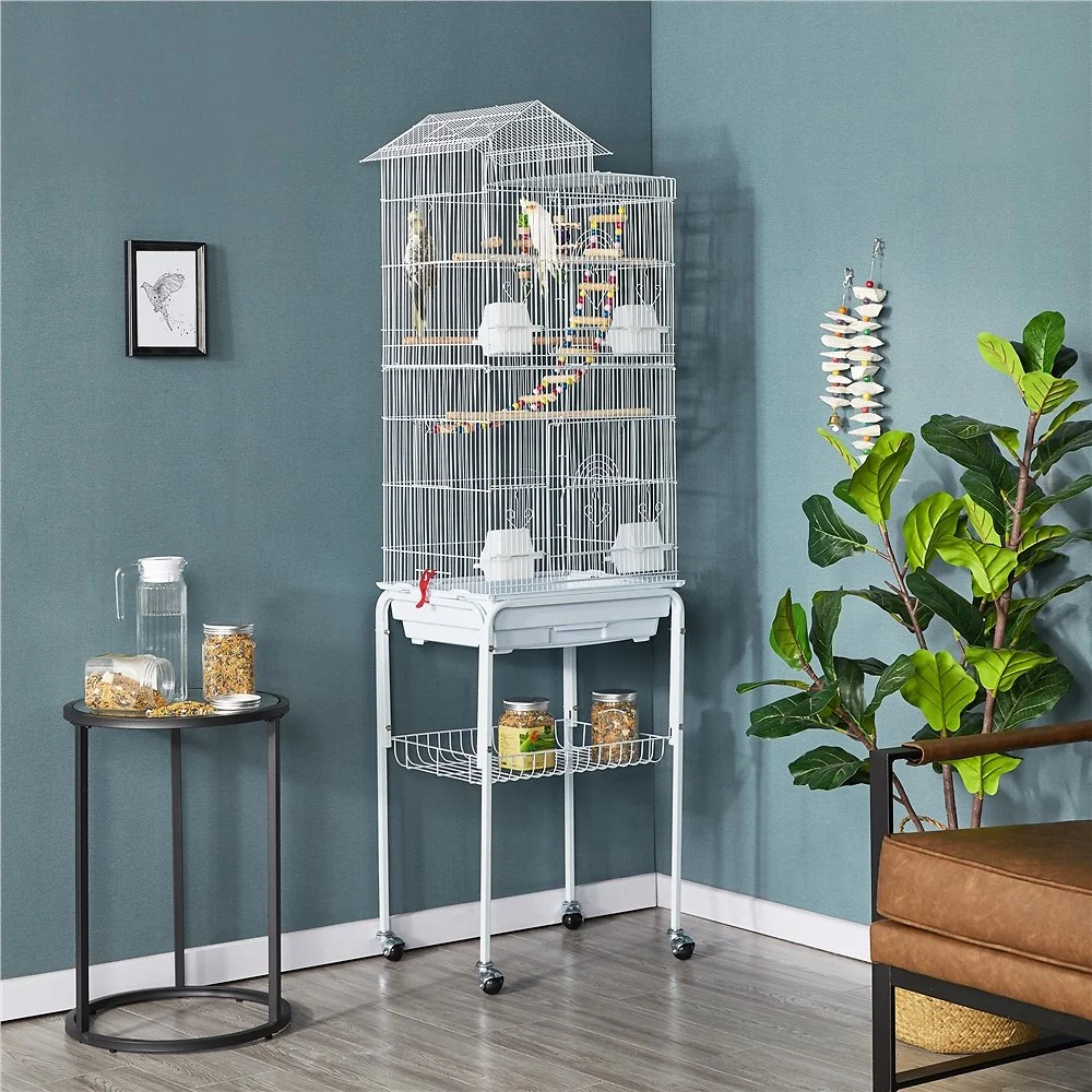Yaheetech 62.5-in Rolling Large Bird Cage & Detachable Stand, White