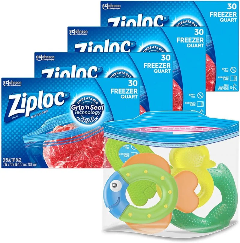 Ziploc Quart Food Storage Freezer Bags, Grip ‘n Seal Technology, 30ct, 4 Pack