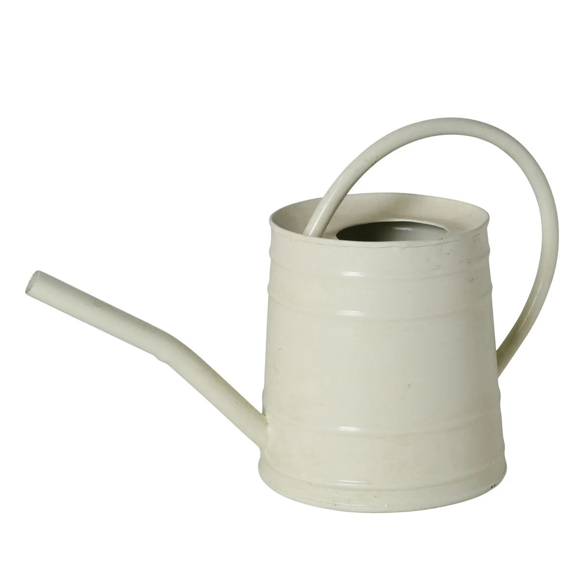 Benzara Metal Watering Can with Curved Handle and Pipe Design Opening, Small,White