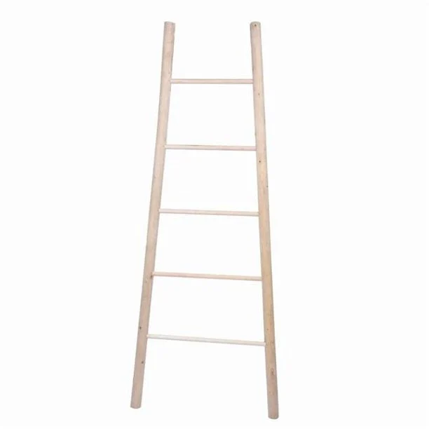 Benzara BM209831 Decorative Wooden Ladder with 5 Slats, Natural Brown