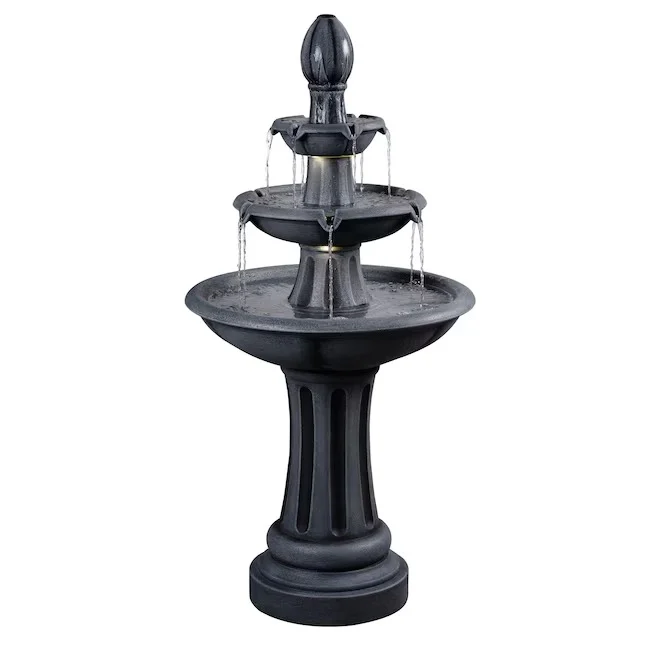 allen + roth 46-in H Plastic Electric Powered Tiered Outdoor Fountain Pump Included