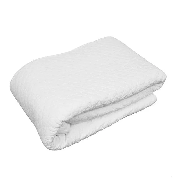 Benzara Fraser Fabric Full Bed Skirt with Diamond Stitching and Liner, White