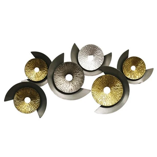 Benzara Metal Walldecor with Disc Design and Reeded Details, Multicolor