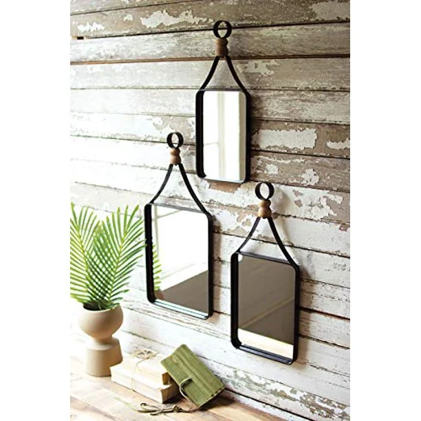 Kalalou CHW1193 Metal Framed Mirrors with Wood Ball Detail