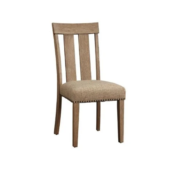 Benzara Paneled Back Wooden Side Chair with Padded Seat, Set of 2, Brown