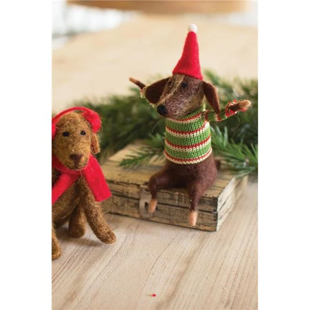 Kalalou CHB2027 Felt Christmas Dogs Set of 2