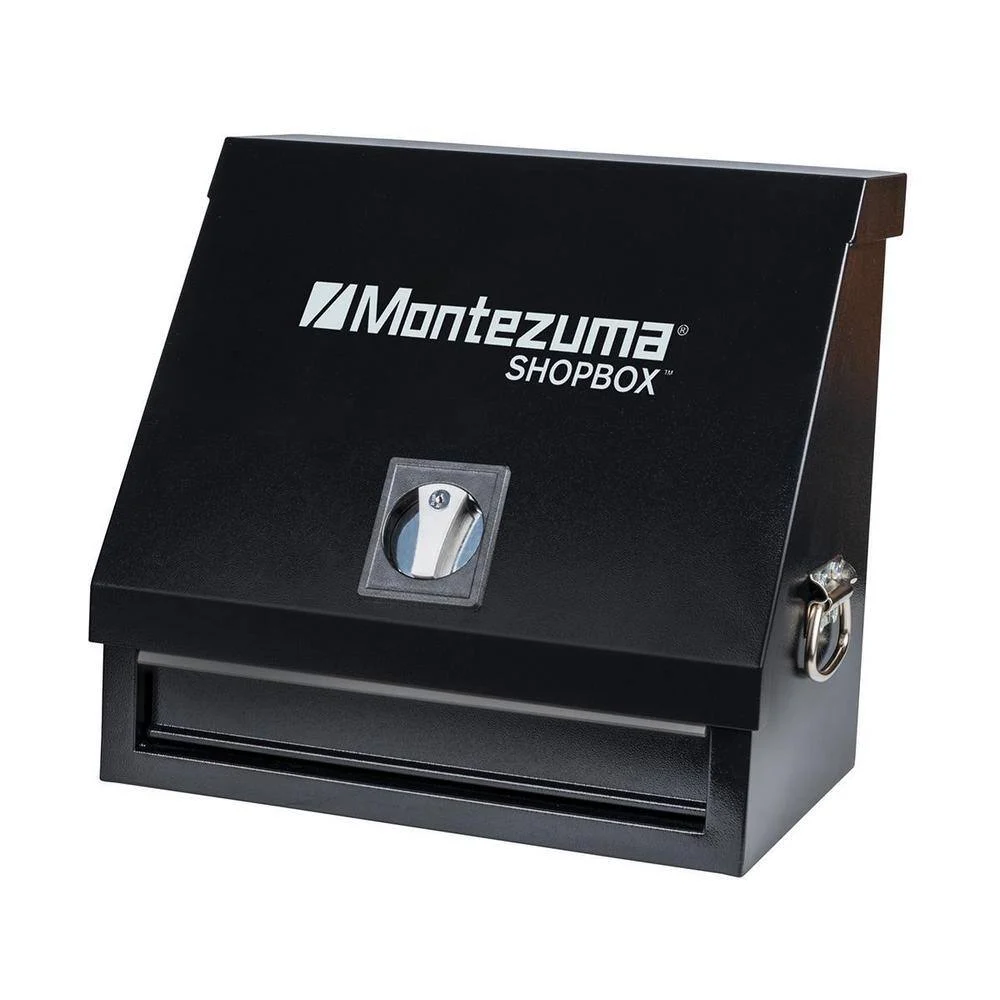 Montezuma SB180DB 18 in. W x 12 in. D 1-Drawer Black Steel Portable Shop Triangle Tool Box Chest for Sockets, Wrenches and Screwdrivers