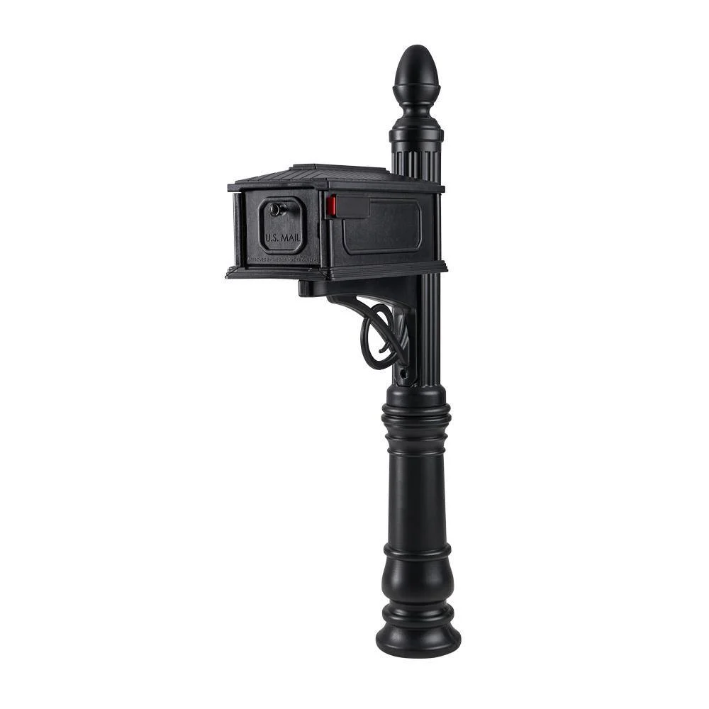 Architectural Mailboxes SC000BAM Stratford Black, Medium, Plastic, All-In-One Mailbox and Post Combo