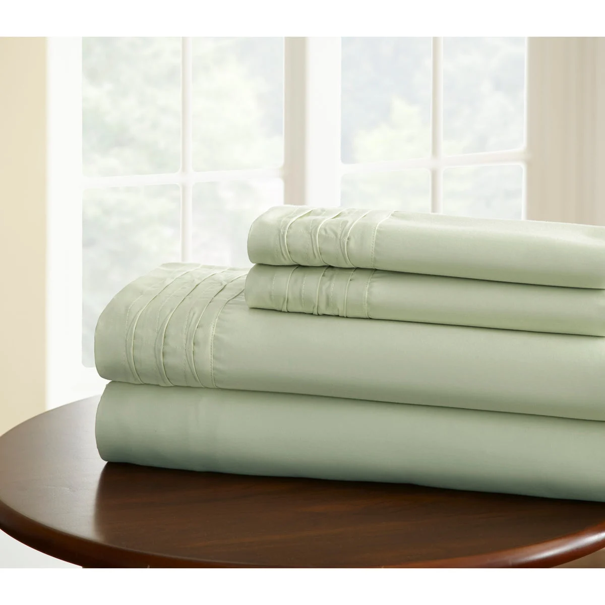 Asti 4 Piece 1000 Thread Count Pintuck Hem King Size Sheet Set The Urban Port, Green