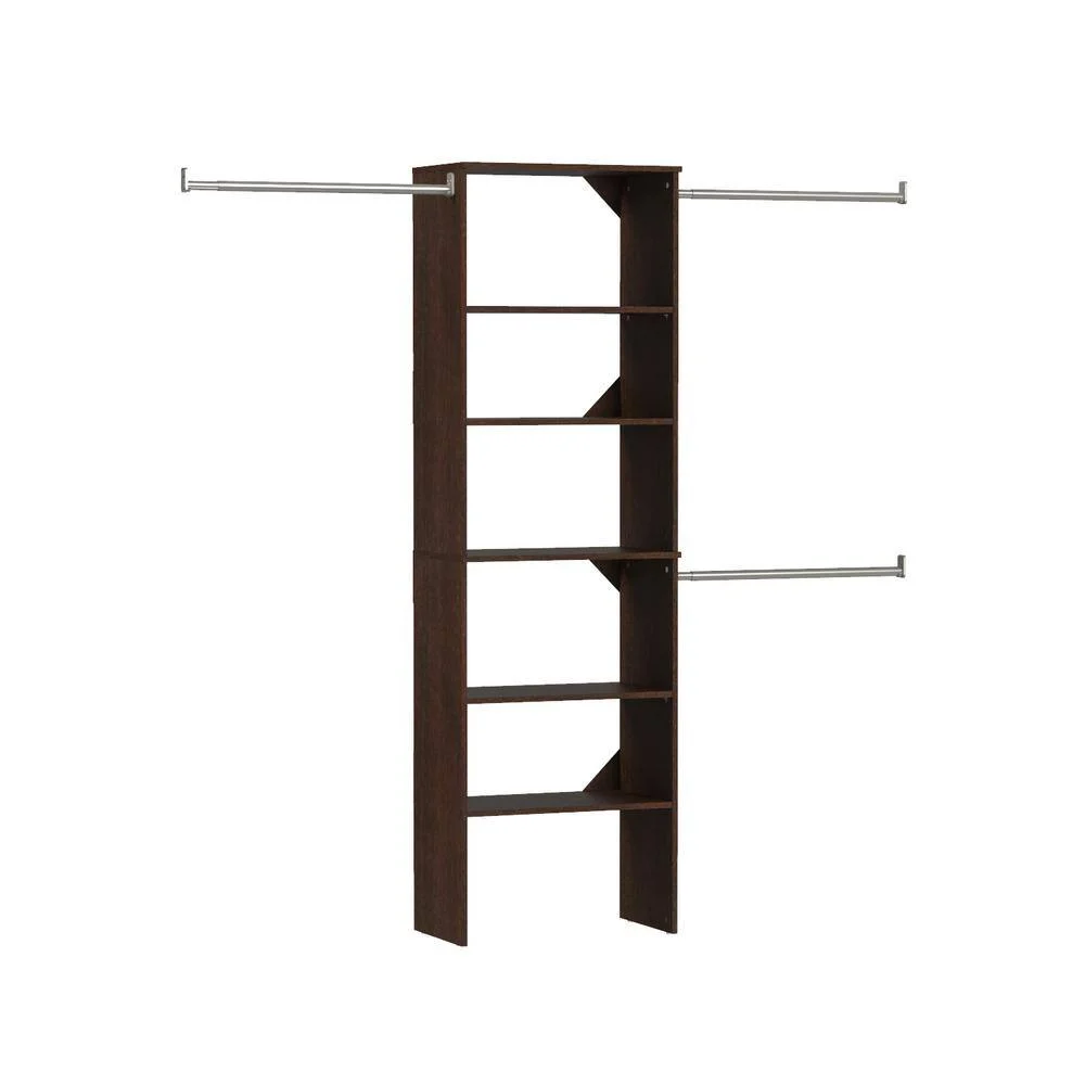 ClosetMaid 4369 Style+ 84 in. W – 120 in. W Chocolate Wood Closet System