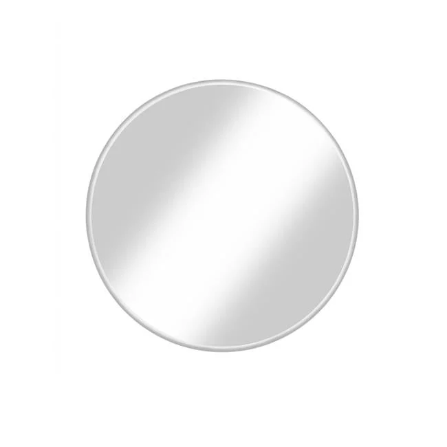 Benzara Round Wall Mirror with Metal Frame, Small, White and Silver
