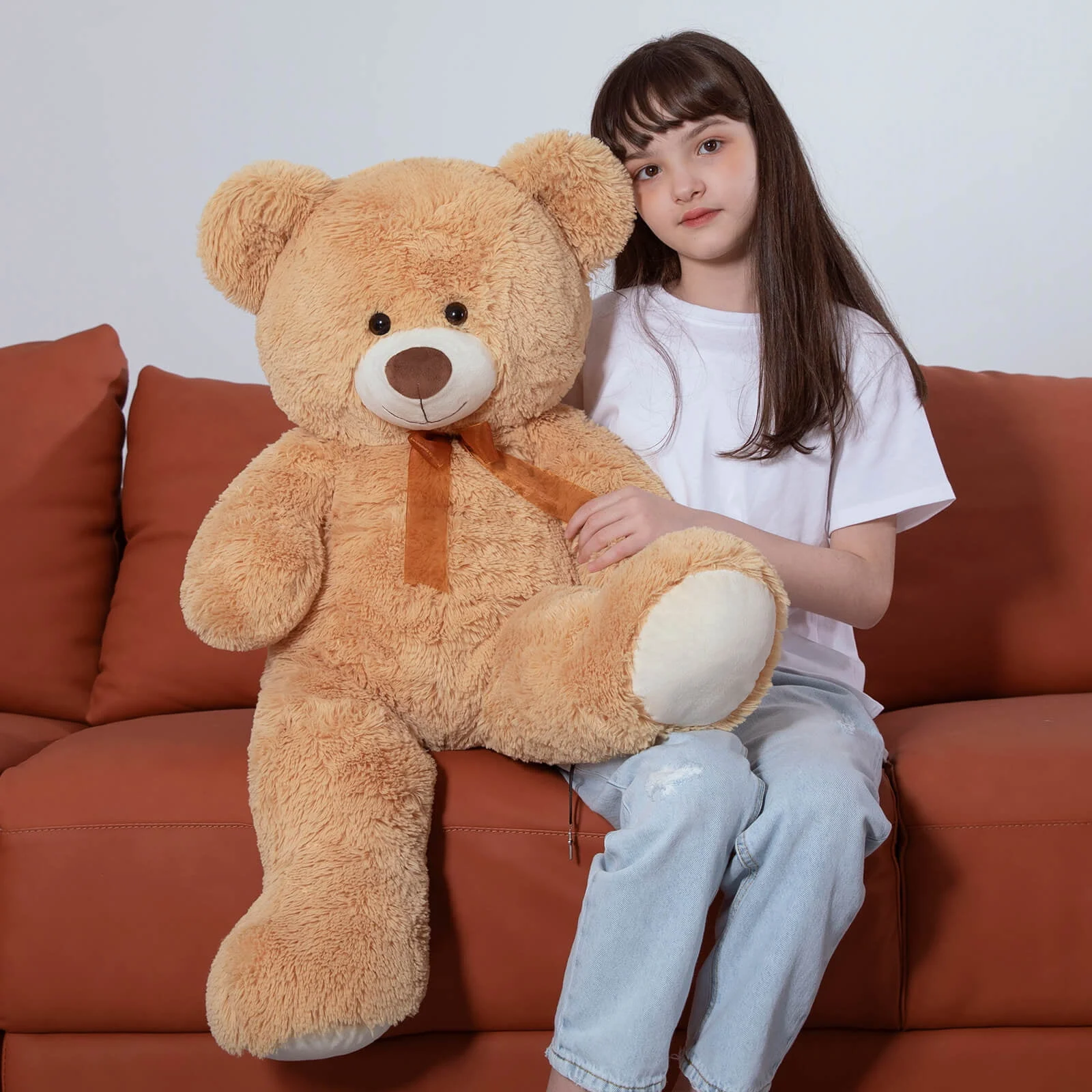 MorisMos Giant Teddy Bear 35.4” Soft Stuffed Animal Big Bear Plush Toy, Tan