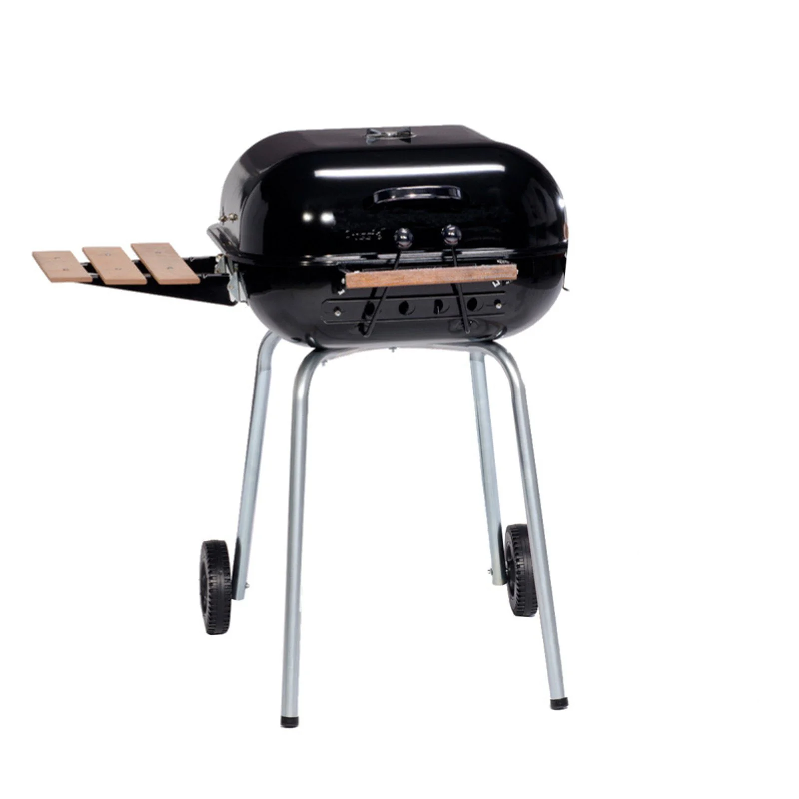 Americana Swinger Charcoal Grill with Side Table – Black