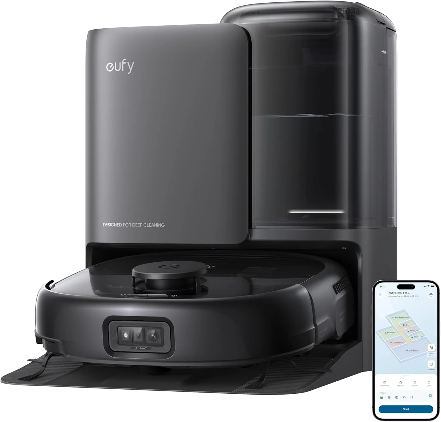 eufy Robot Vacuum E25, HydroJet System with Roller Mop, 20,000 Pa Turbo High Suction, All-in-One Robot Vacuum and Mop Combo for Home, Edge-to-Corner Cleaning, Zero-Tangle Design, AI Obstacle Avoidance