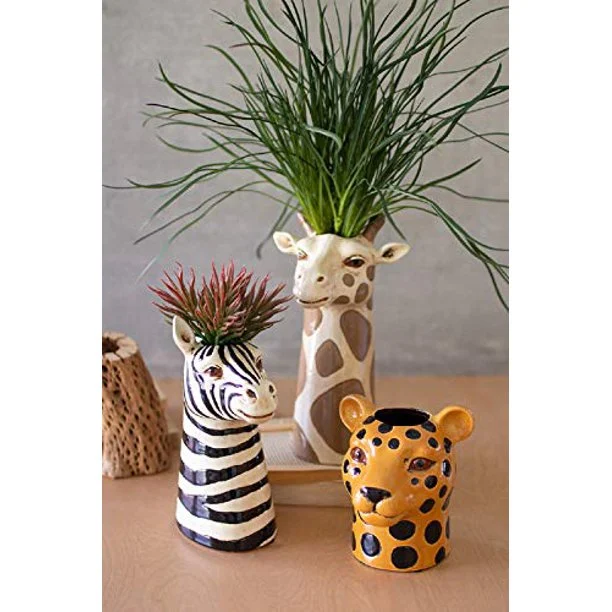 Kalalou CDV2088 Ceramic Safari Animal Succulent Holders Set of 3