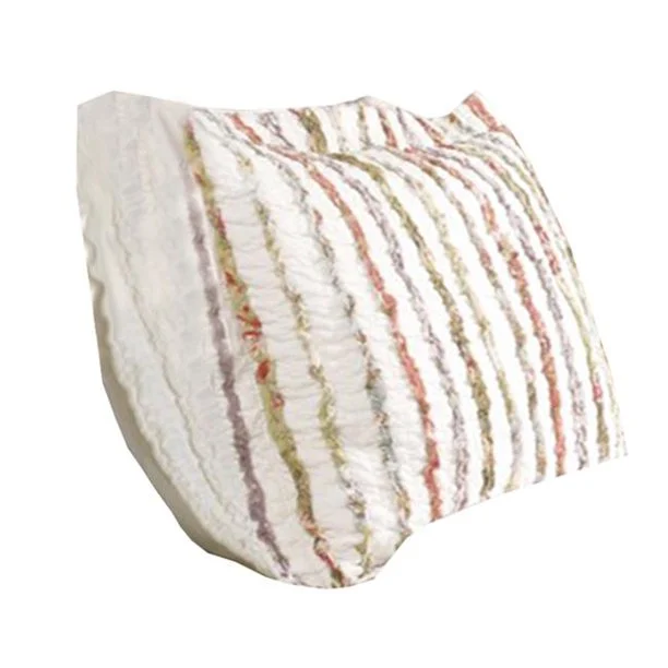 Benzara Drin Fabric King Size Pillow Sham with Frayed Stripes Pattern, Off White