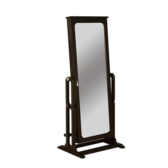 Benzara Wooden Jewelry Wardrobe with Felt lined Storage, Antique Black