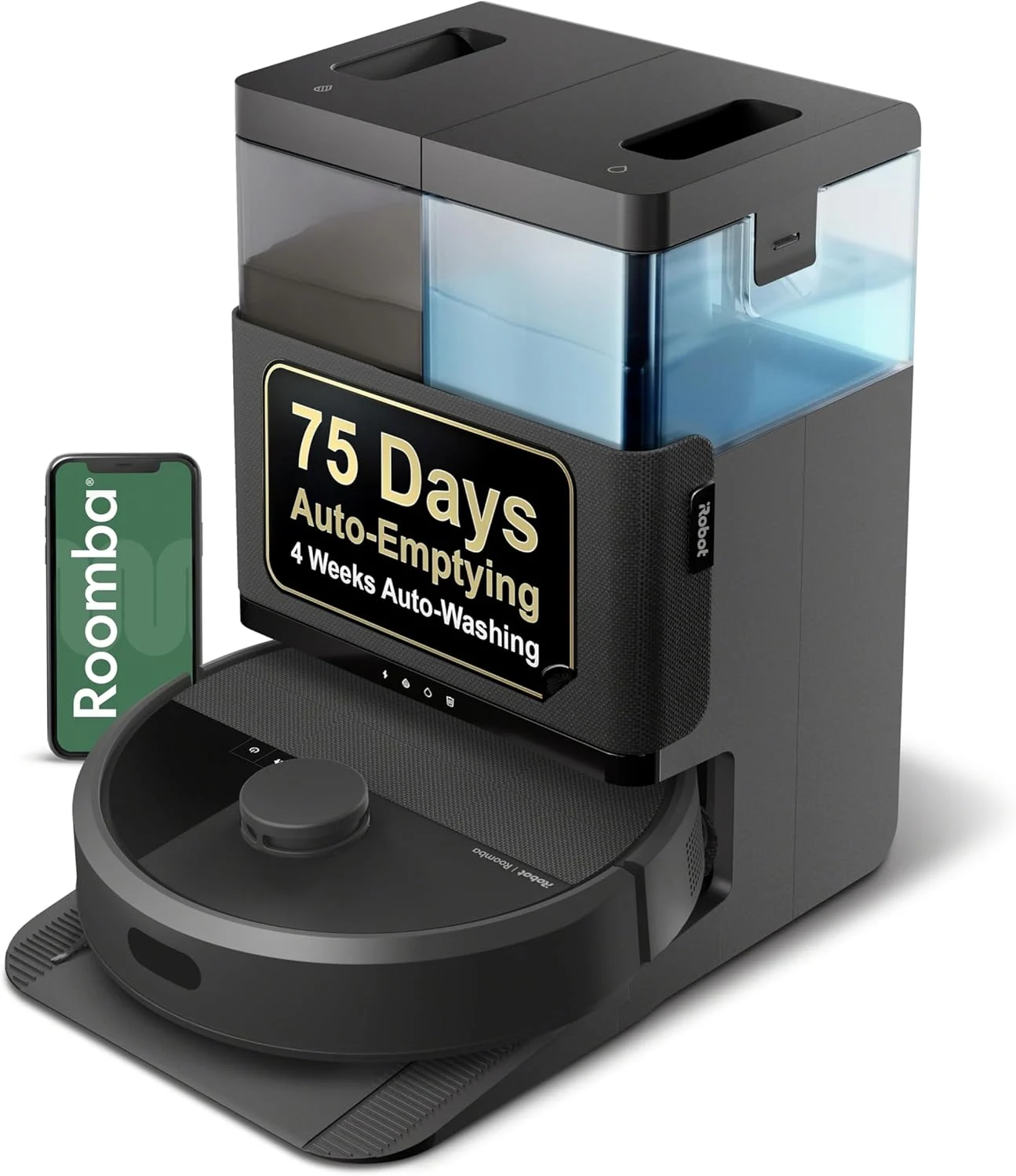 iRobot Roomba Plus 405 (G185) Combo Robot Vacuum & Mop with AutoWash Dock – Spinning Mop Pads, Self-Empties, Pad Washing & Drying, Self-Cleaning, Pad-Lift, LiDAR Navigation, Black