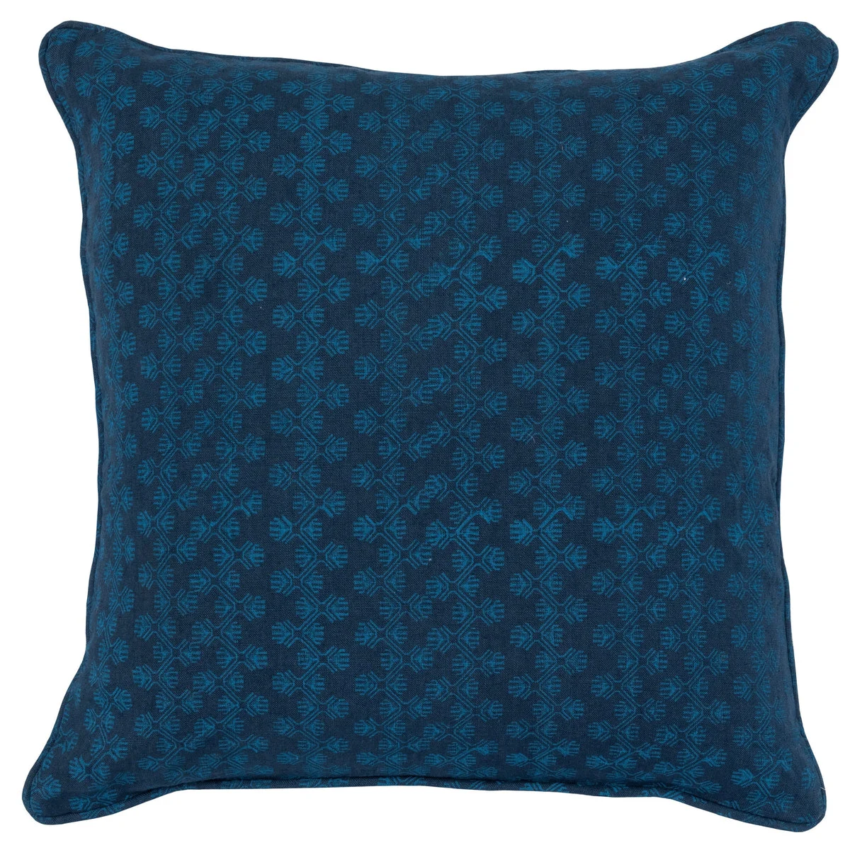 Benzara BM228912 Printed Geometric Fabric Throw Pillow with Piped Detailing, Dark Blue
