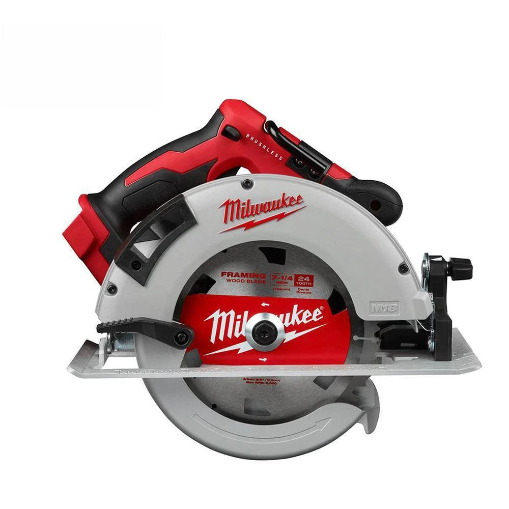Milwaukee 2631-20-48-40-0722 M18 18V Lithium-Ion Brushless Cordless 7-1/4 in. Circular Saw with 7-1/4″ x 24-Tooth Framing Circular Saw Blade (2-Pack)