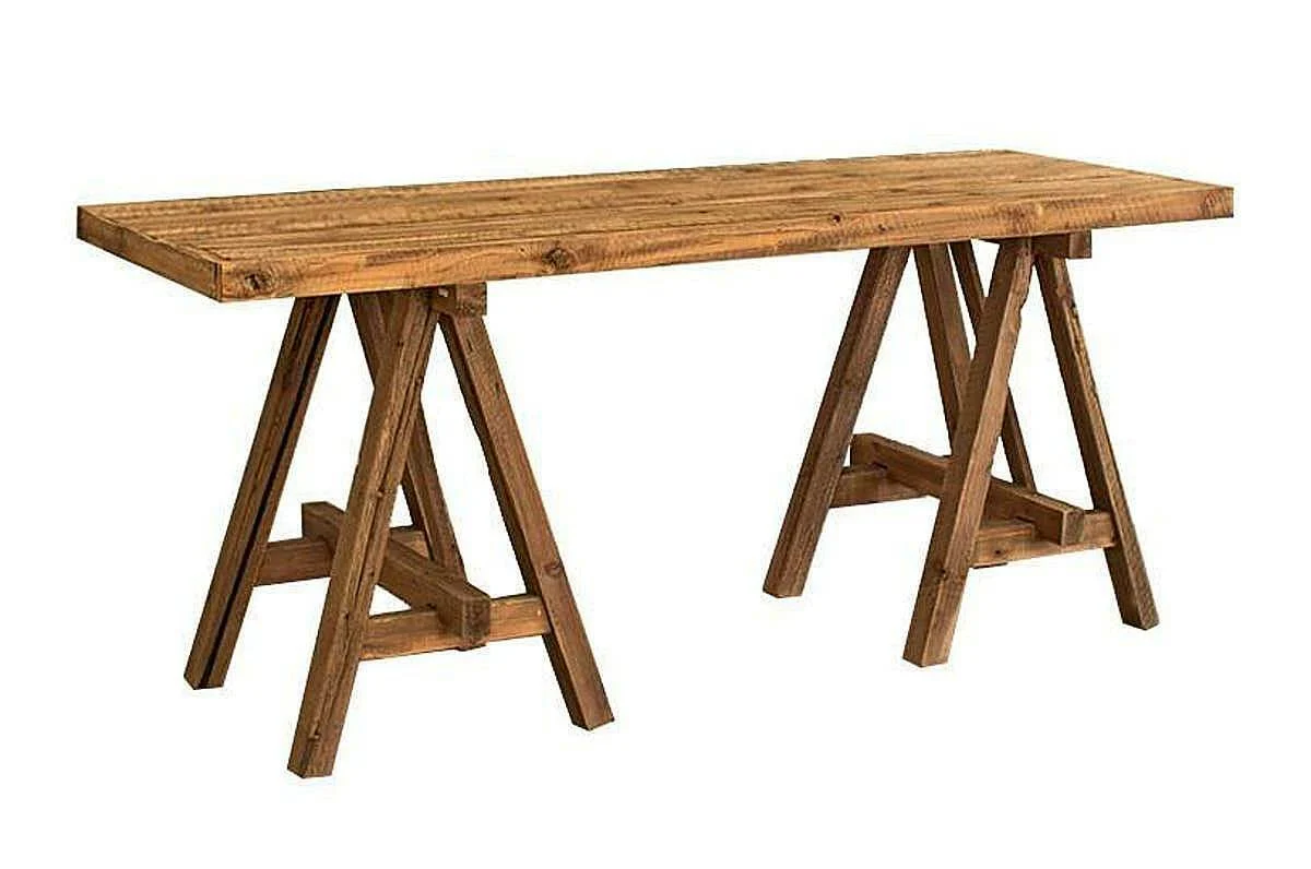 Kalalou CHH1000 Recycled Wooden Deep Console with Saw Horse Base
