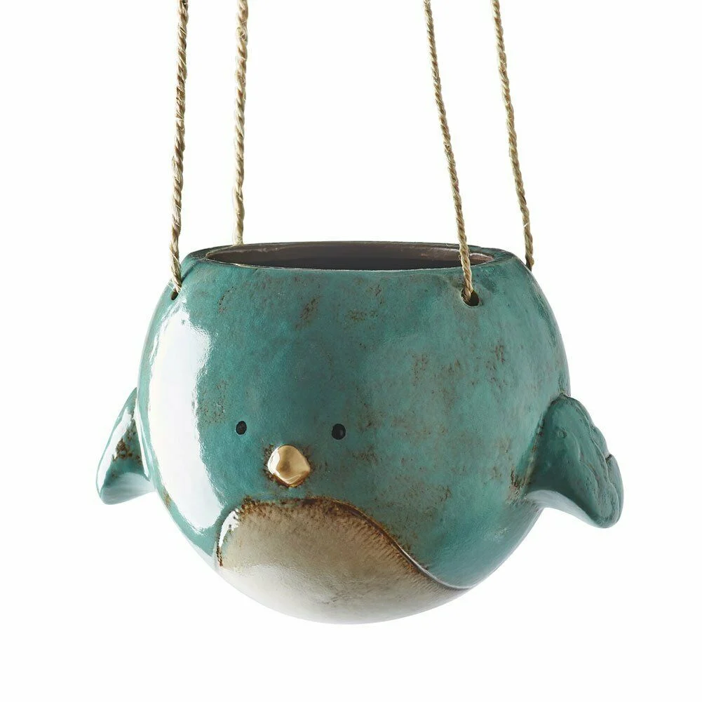 Kalalou CDV1762 Ceramic Hanging Bird Planter