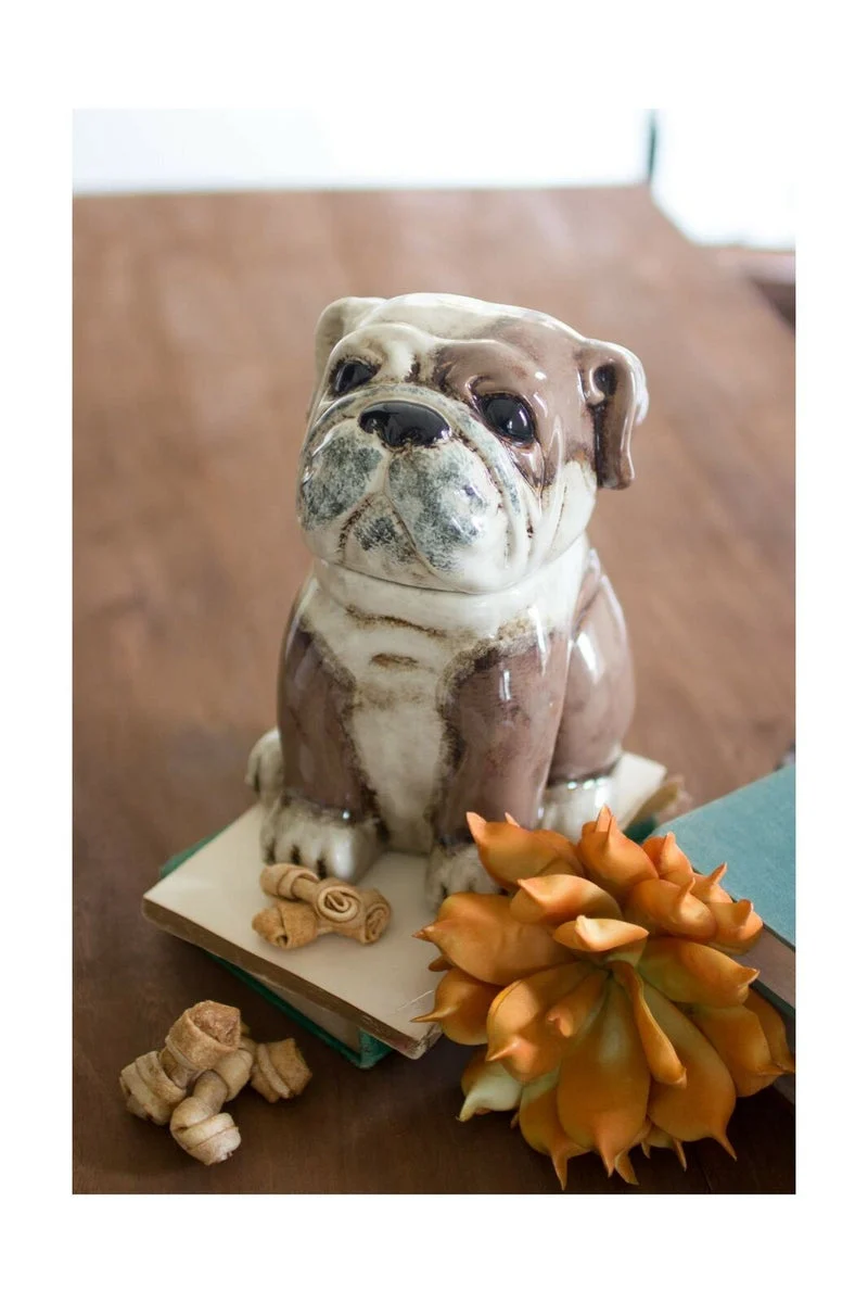 Ceramic Bulldog Canister – 10 Inch Height – Decorative Dog Cookie Jar for Kitchen By Kalalou