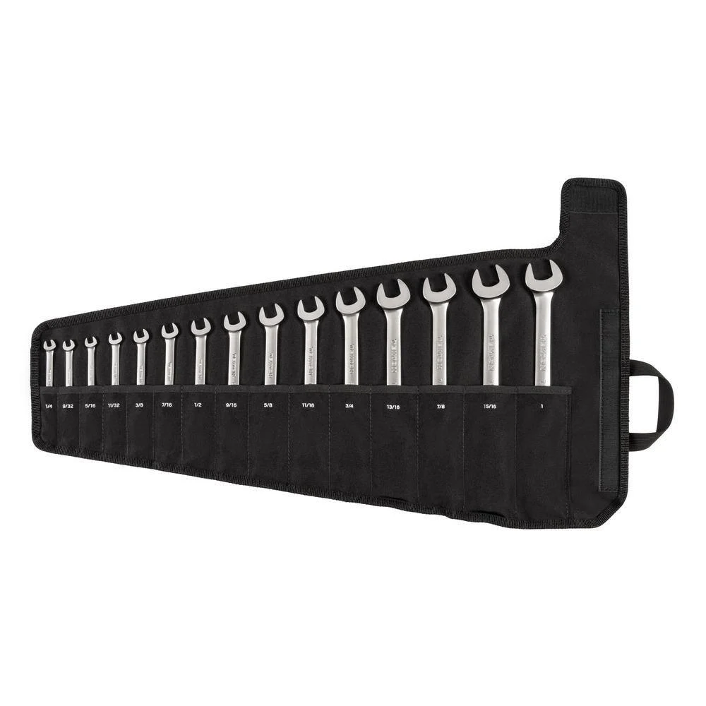 TEKTON WRC95401 15-Piece (1/4-1 in.) Flex Head 12-Point Ratcheting Combination Wrench Set with Pouch