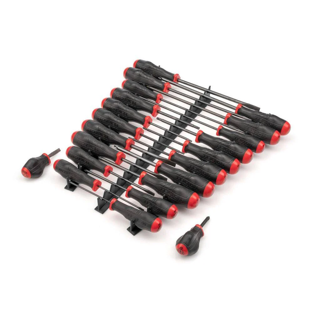 TEKTON DRV41501 High-Torque Black Oxide Blade Screwdriver Set, 22-Piece (#0-#3,1/8-5/16 in., T10-30) – Black Rails