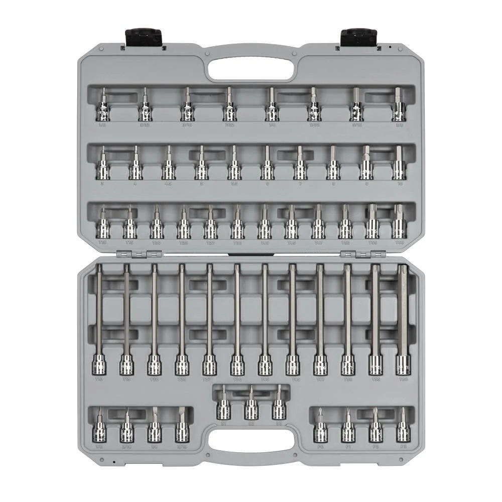 TEKTON SHB91311 3/8 in. Drive Hex, Torx, Phillips, Slotted, Square Bit Socket Set (53-Piece)